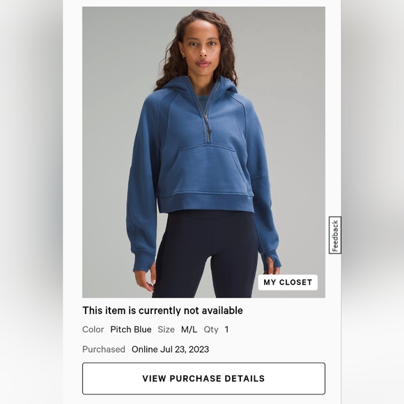 Scuba Oversized Half-Zip Hoodie in Pitch Blue with Silver Hardware Size M/L - Picture 2 of 8